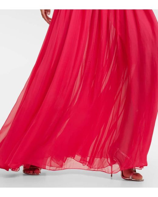 Oscar de la Renta Pink Draped Silk Chiffon Gown