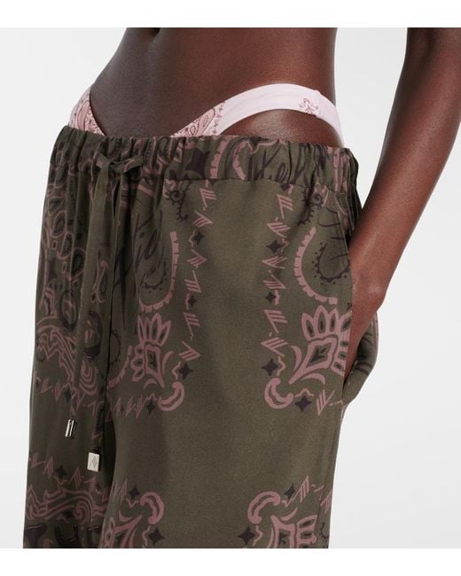 The Attico Brown Printed Low-Rise Wide-Leg Pants