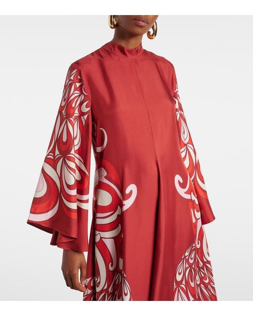 LaDoubleJ Red Magnifico Printed Silk Twill Maxi Dress