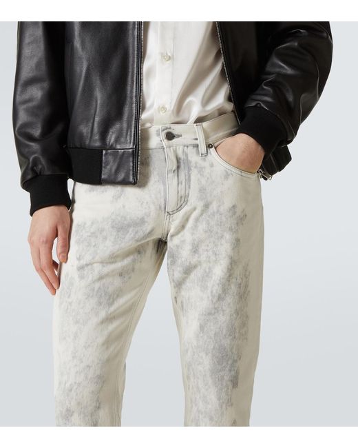 Dolce & Gabbana White Printed Straight Jeans for men