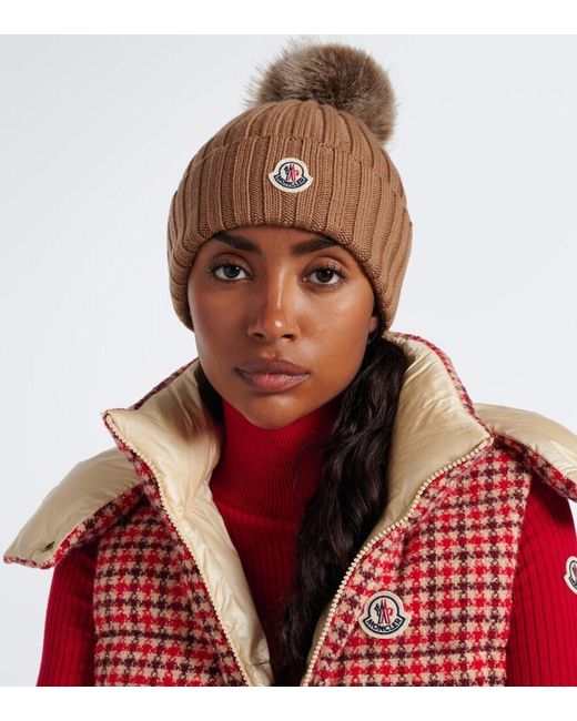 Moncler Brown Ribbed-Knit Virgin Wool Beanie