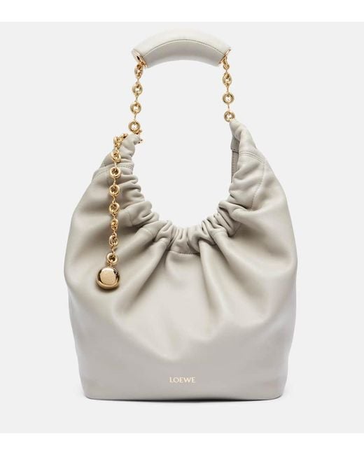 Loewe White Schultertasche Squeeze Small Aus Leder