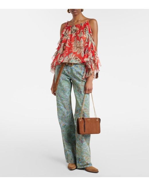 Etro Brown Small Suede Crossbody Bag