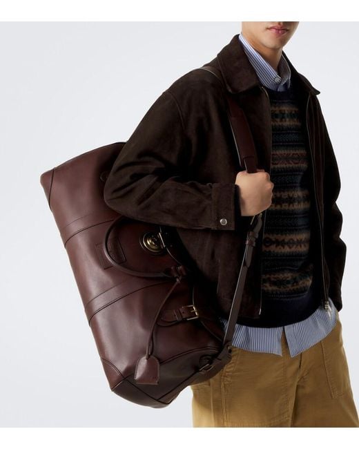Polo Ralph Lauren Brown Heritage Lock Large Leather Duffel Bag for men