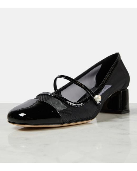 Jimmy Choo Black Elisa 45 Mesh Mary Jane Pumps