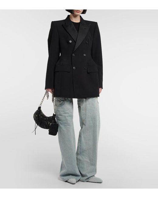Balenciaga Black Hourglass Double-Breasted Wool Blazer