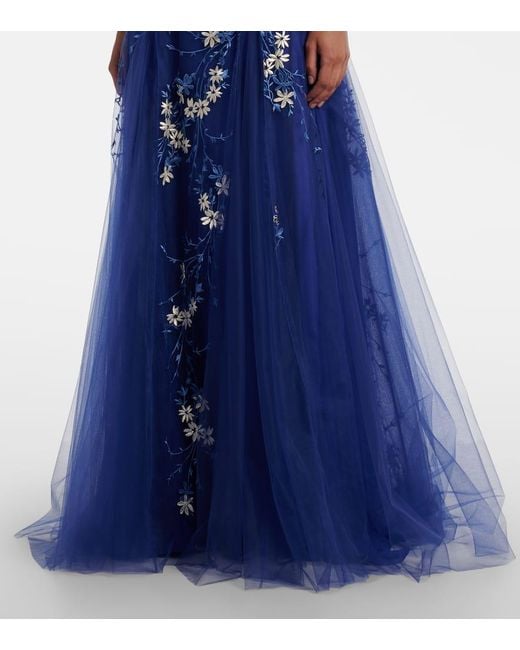 Vestido De Fiesta De Tul Con Aplique Costarellos de color Blue