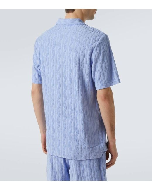 Frescobol Carioca Blue Faustino Cotton Terry Polo Shirt for men
