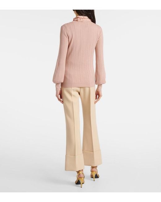 Valentino Pink Pointelle Virgin Wool Sweater