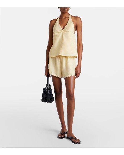 Staud Natural Corso Halterneck Linen Top