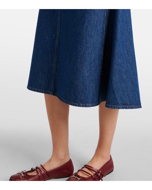 Gucci Blue Denim Midi Skirt