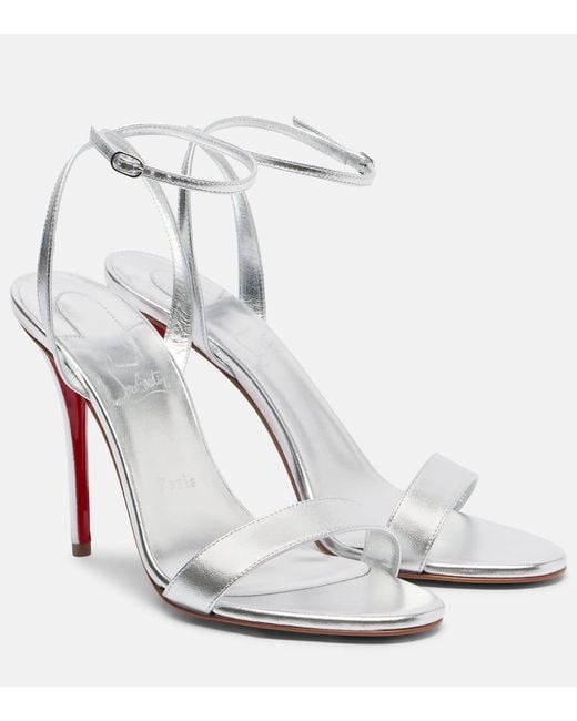 Christian Louboutin White Sandalen Miss Z 100 Aus Metallic-Leder