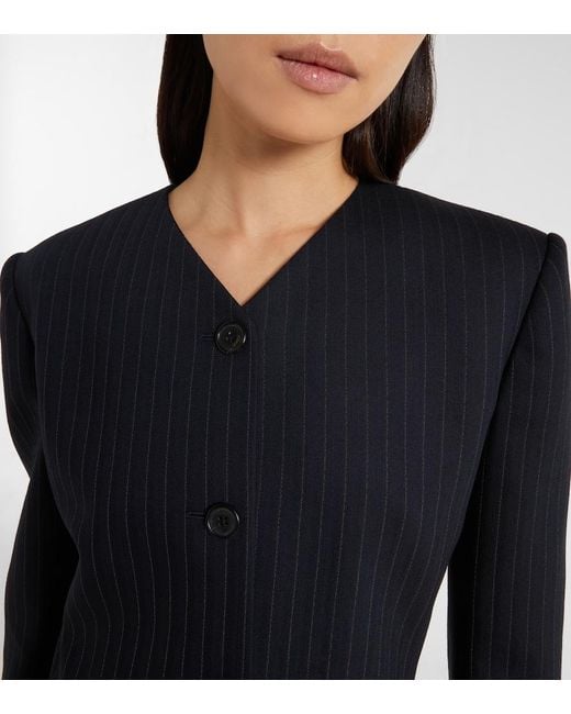 Khaite Blue Naran Pinstripe Wool-Blend Blazer