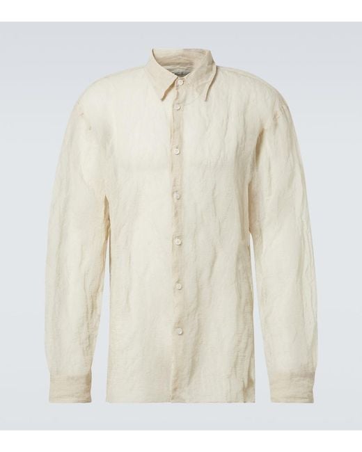 Dries Van Noten White Cotton And Silk-Blend Lame Shirt for men