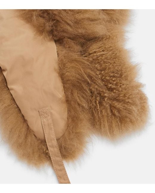 Yves Salomon Natural Shearling-Trimmed Down Hat
