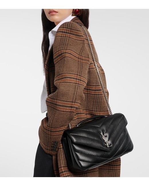 Saint Laurent Black Loulou Medium Leather Shoulder Bag