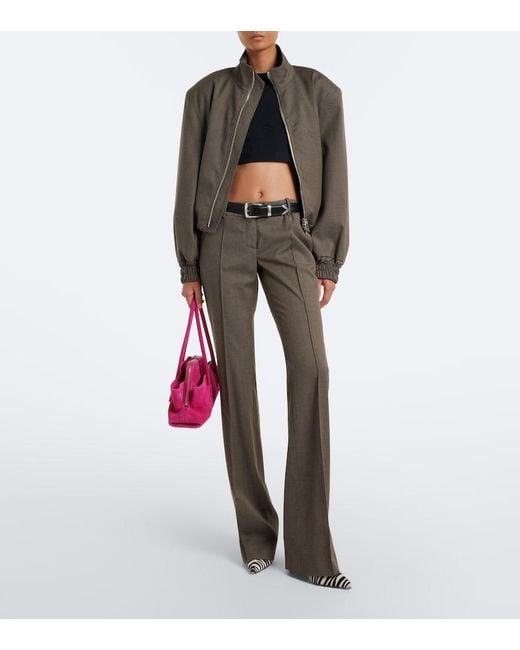 The Attico Gray Low-Rise Wool-Blend Flared Pants