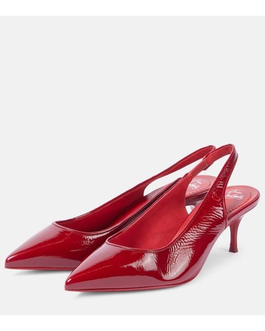 Christian Louboutin Red Slingback-Pumps Sporty Kate 55 Aus Lackleder