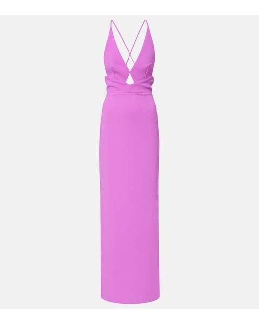 Solace London Purple Milly Cutout Crepe Maxi Dress
