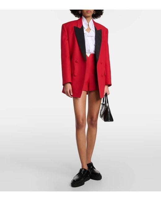 Valentino Red High-Rise Shorts aus Crepe Couture