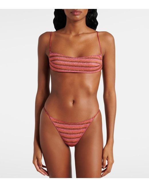 Oseree Red Lumiere Striped Bikini
