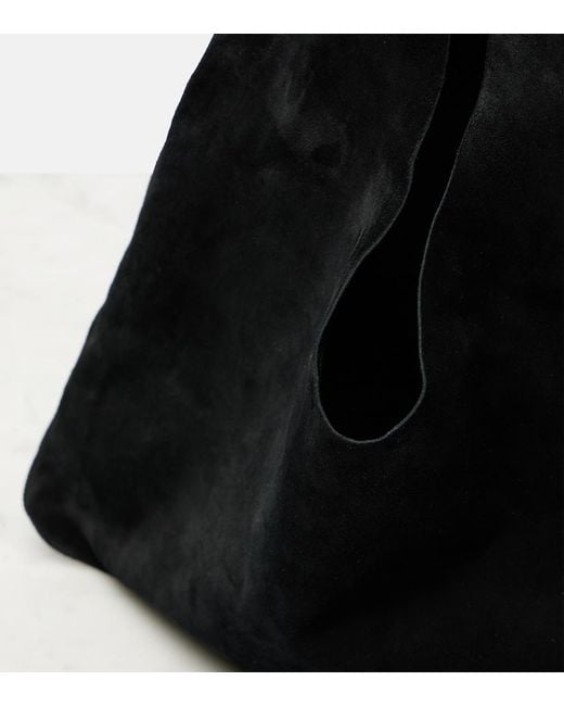 The Row Black Bindle Small Suede Tote Bag