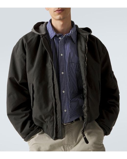 Balenciaga Black Cotton-Blend Hooded Bomber Jacket for men