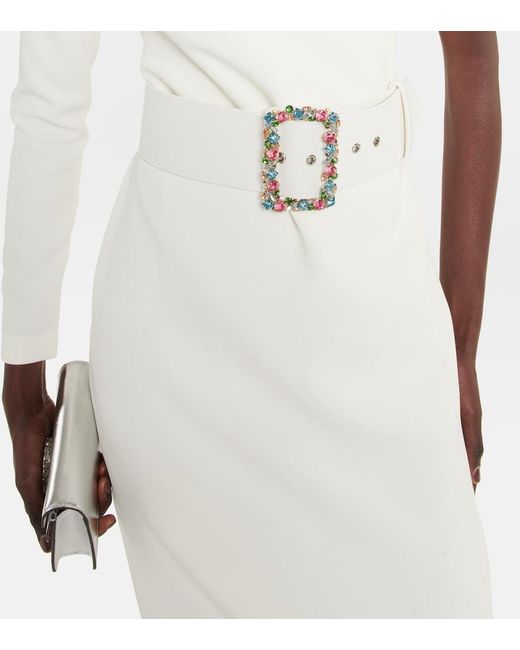 Safiyaa White Asymmetrical Crepe Midi Dress