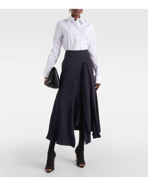 Victoria Beckham Blue High-rise Asymmetric Midi Skirt