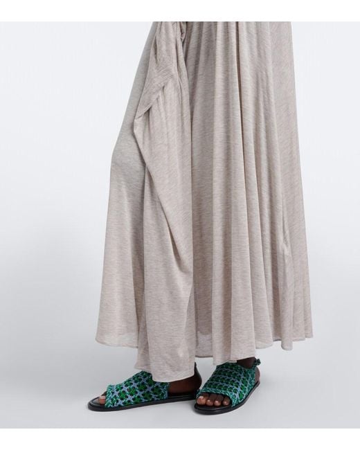 J.W. Anderson White Draped Jersey Maxi Dress