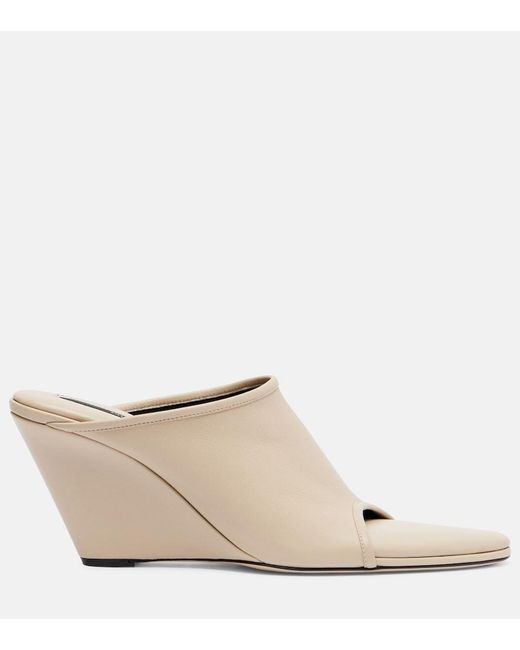 Christen Natural Strap Stretch 75 Leather Wedge Mules