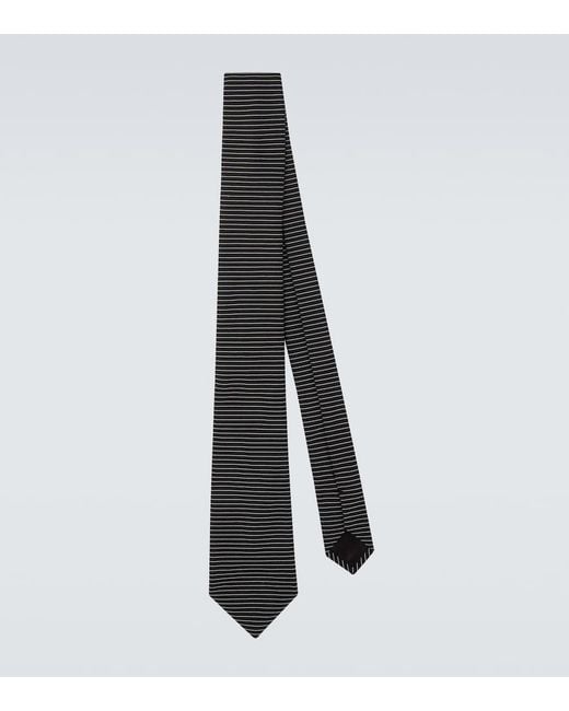 Giorgio Armani Black Striped Silk Tie for men