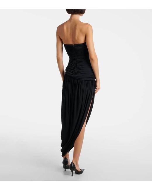 Magda Butrym Blue Ruched Asymmetric Draped Midi Dress