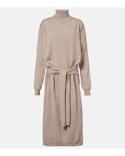 Lemaire Natural Trompe L'Oil Wool-Blend Midi Dress
