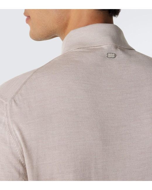 Agnona White Wool, Silk And Cashmere Polo Sweater for men