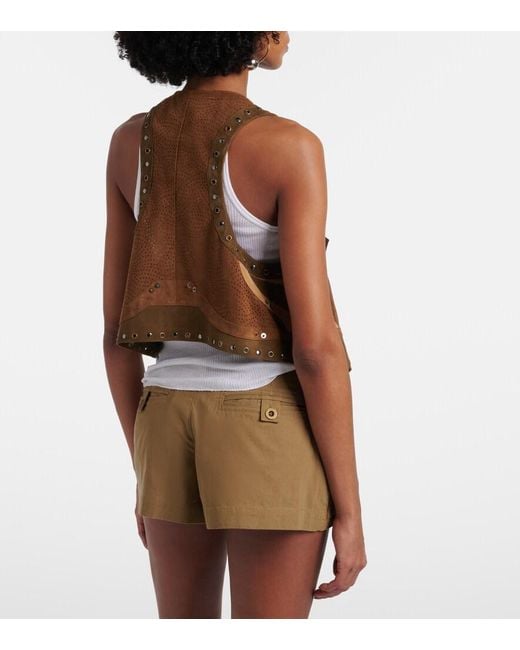 Isabel Marant Brown Kelby Studded Patchwork Suede Vest