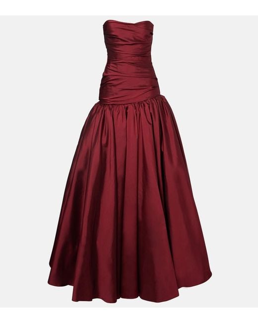 Marmar Halim Red Draped Off-Shoulder Corset Gown