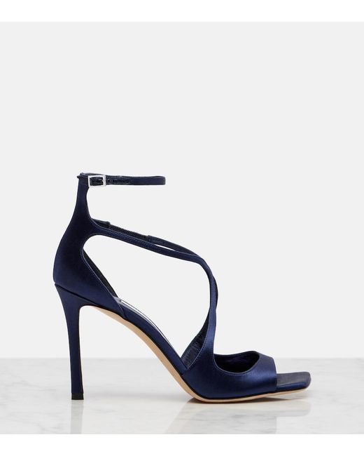Jimmy Choo Blue Azia 95 Satin Sandals