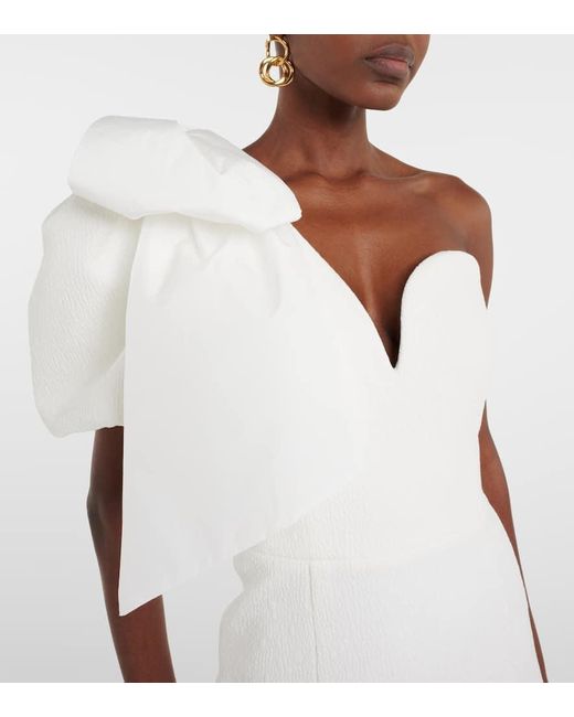 Rebecca Vallance Bridal Bon Ami Bow-Detail Midi Dress in White | Lyst Canada