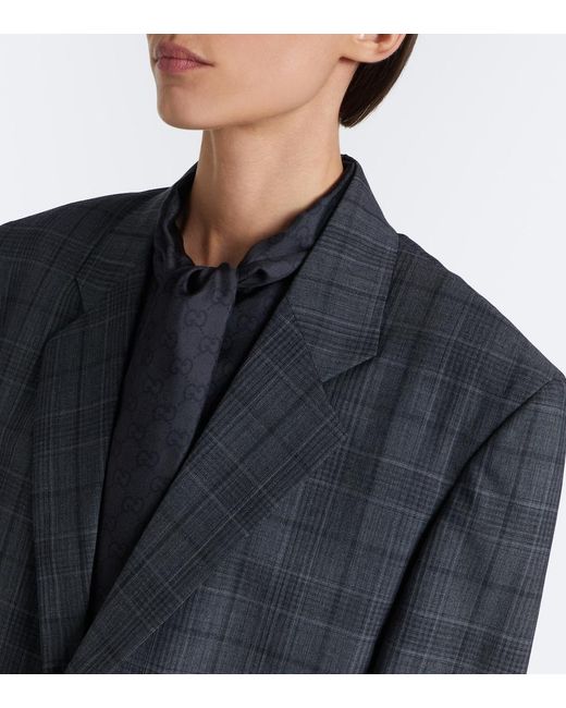Gucci Black Oversized Checked Wool Blazer