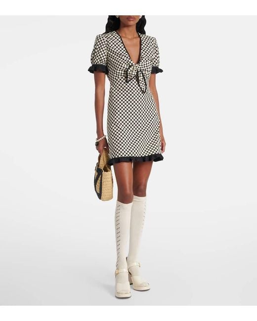 Valentino Black Ruffled Polka-Dot Cotton Poplin Minidress