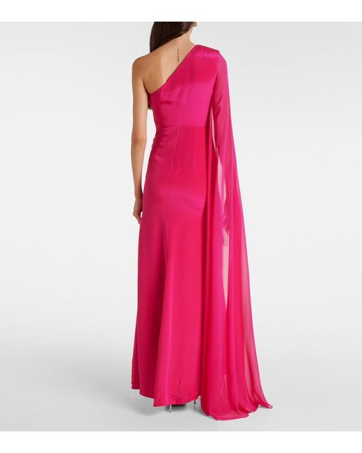 Roland Mouret Pink Asymmetic Silk Chiffon Gown