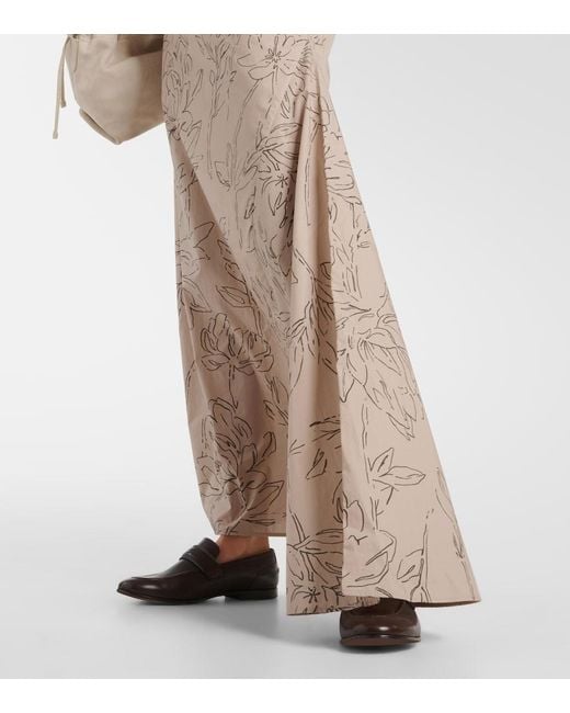 Brunello Cucinelli Natural Floral Cotton Maxi Dress