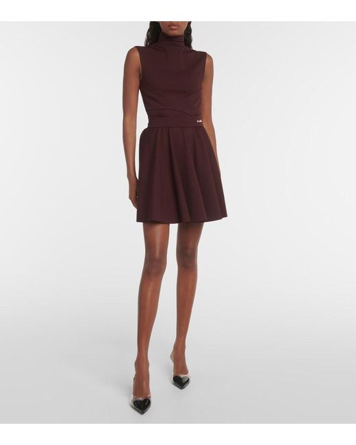 Alaïa Purple Mockneck Jersey Dress