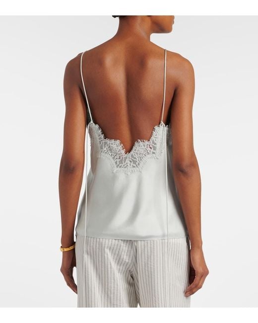 Rohe White Lace-Trimmed Silk Top
