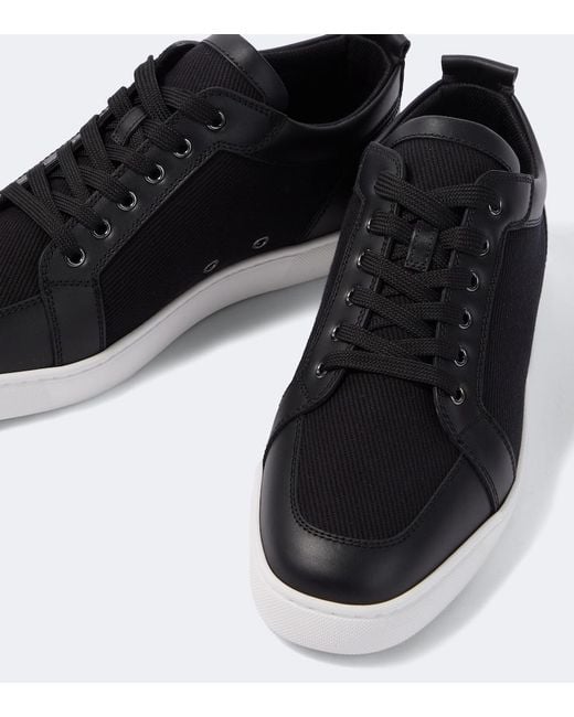 Christian Louboutin Black Rantulow Leather Sneakers for men