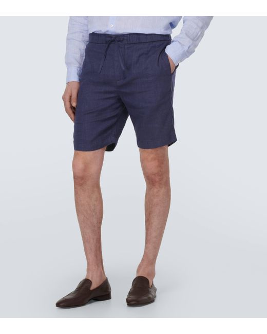 Frescobol Carioca Blue Felipe Linen And Cotton Shorts for men