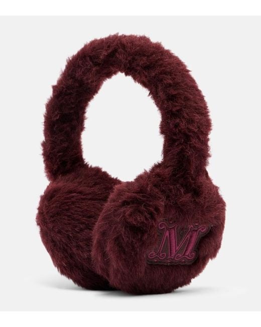 Max Mara Red Alpaca, Wool, And Silk Earmuffs