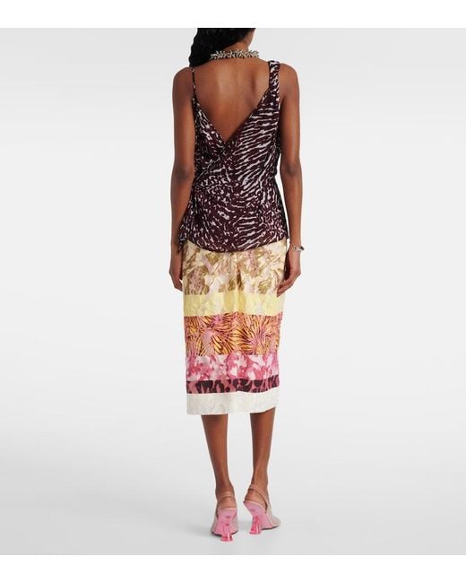 Dries Van Noten Purple Printed Ruffled Top