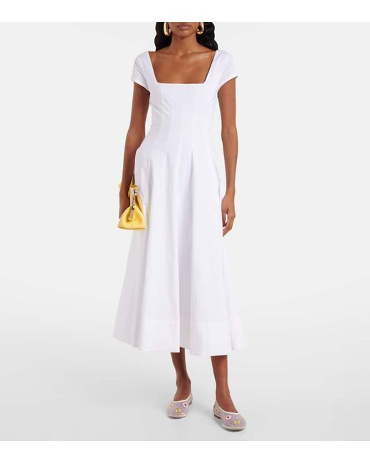 Staud White Alba Floral Mesh Ballet Flats